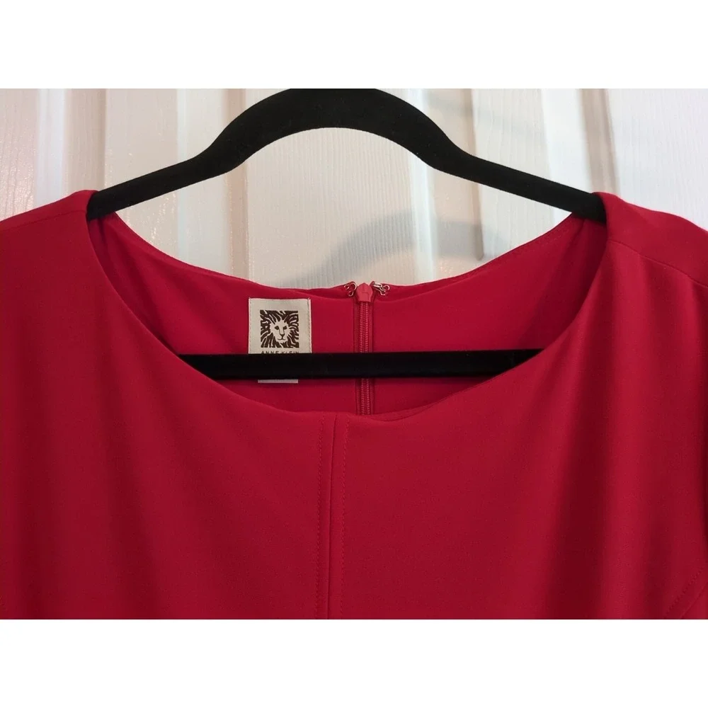 Anne Klein Red Easy‎ On Swing 3/4 Sleeve Dress Size 14